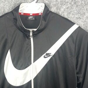 Nike Men's Sportswear Big Swoosh Track Jacket Black White Full Zip 4XL